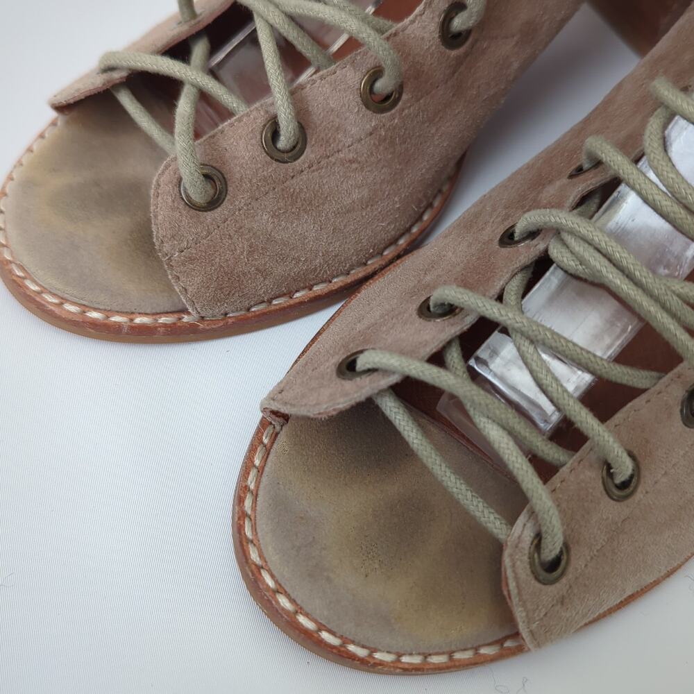 Jeffrey Campbell Cors Lace-Up Ankle Boot Womens Heels Brown‎ Suede 9 Booties - Picture 7 of 14